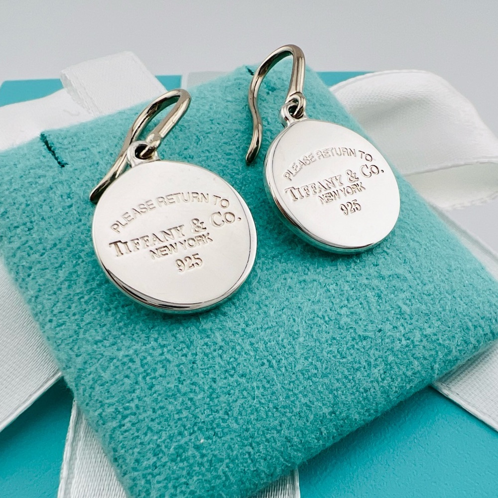 Return To Tiffany  Round Tag Dangle Earrings